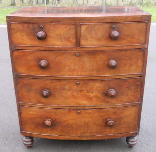 VICTORIAN MAHOGANY BOWFRONT CHEST OF DRAWERS - ADDITIONAL PHOTO 1