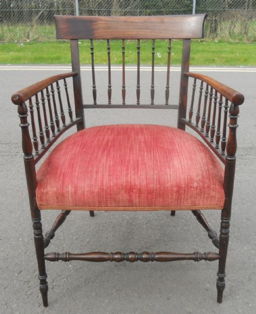 EDWARDIAN MAHOGANY SPINDLEBACK ARMCHAIR - ADDITIONAL PHOTO 2