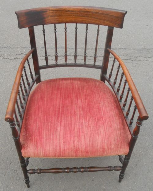EDWARDIAN MAHOGANY SPINDLEBACK ARMCHAIR - ADDITIONAL PHOTO 3