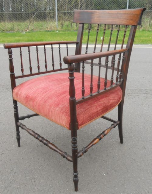 EDWARDIAN MAHOGANY SPINDLEBACK ARMCHAIR - ADDITIONAL PHOTO 6