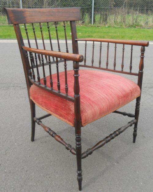 EDWARDIAN MAHOGANY SPINDLEBACK ARMCHAIR - ADDITIONAL PHOTO 11