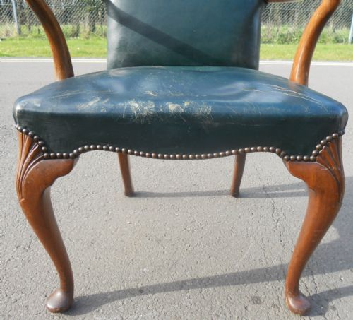LEATHER WALNUT DESK ARMCHAIR - ADDITIONAL PHOTO 2