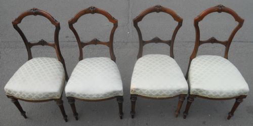 SET OF FOUR EDWARDIAN WALNUT DINING CHAIRS - ADDITIONAL PHOTO 2