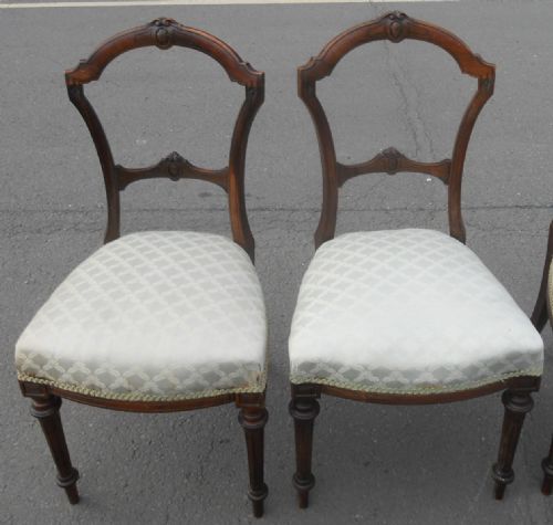 SET OF FOUR EDWARDIAN WALNUT DINING CHAIRS - ADDITIONAL PHOTO 3