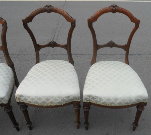 SET OF FOUR EDWARDIAN WALNUT DINING CHAIRS - ADDITIONAL PHOTO 4