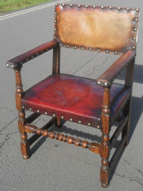 Cromwellian Style Leather Desk Armchair
