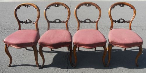 SET OF FOUR VICTORIAN WALNUT DINING CHAIRS - ADDITIONAL PHOTO 1