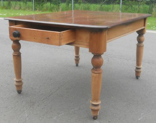 VICTORIAN MAHOGANY PINE KITCHEN TABLE - ADDITIONAL PHOTO 4