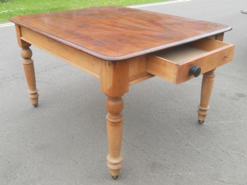VICTORIAN MAHOGANY PINE KITCHEN TABLE - ADDITIONAL PHOTO 6