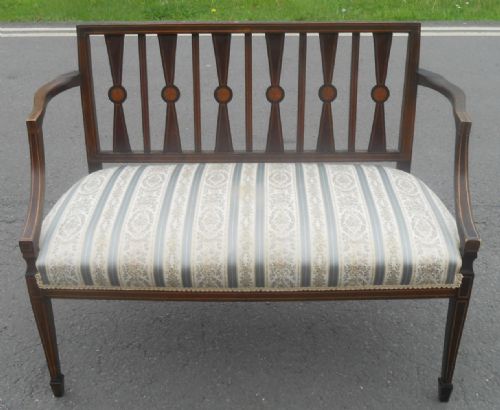 Edwardian Inlaid Mahogany Salon Settee