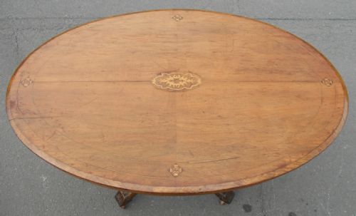 EDWARDIAN INLAID WALNUT OVAL PEDESTAL CENTRE TABLE - ADDITIONAL PHOTO 1