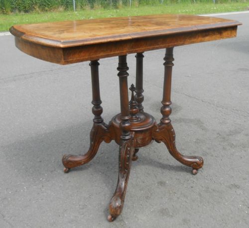 VICTORIAN BURR WALNUT PEDESTAL CENTRE TABLE - ADDITIONAL PHOTO 2