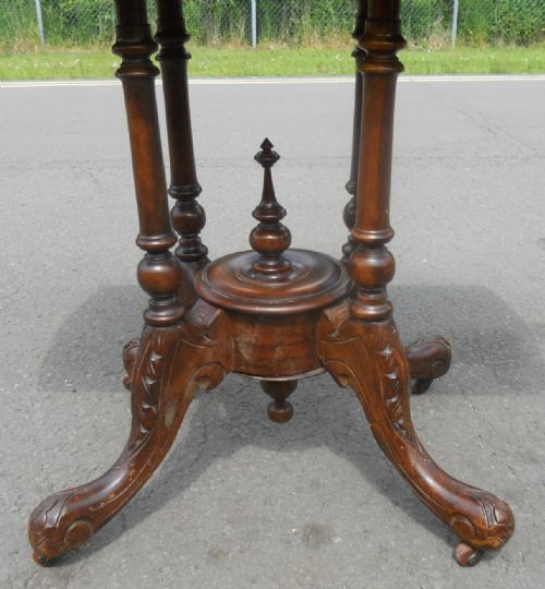 VICTORIAN BURR WALNUT PEDESTAL CENTRE TABLE - ADDITIONAL PHOTO 4