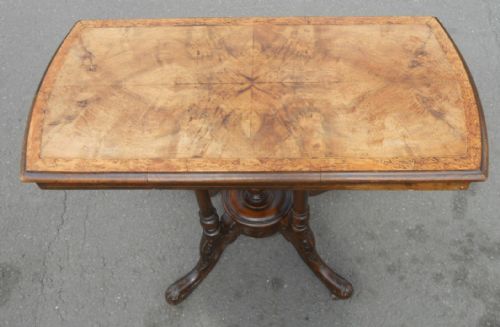 VICTORIAN BURR WALNUT PEDESTAL CENTRE TABLE - ADDITIONAL PHOTO 6