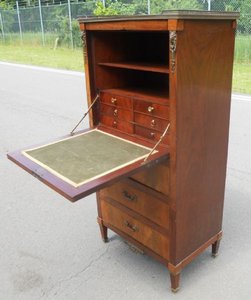 VICTORIAN MAHOGANY NARROW ESCRITOIRE - ADDITIONAL PHOTO 7