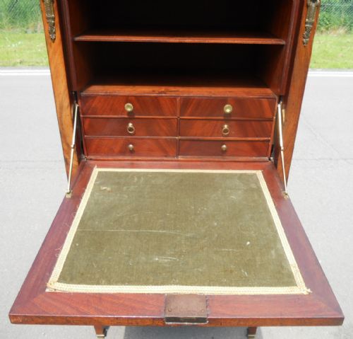 VICTORIAN MAHOGANY NARROW ESCRITOIRE - ADDITIONAL PHOTO 8