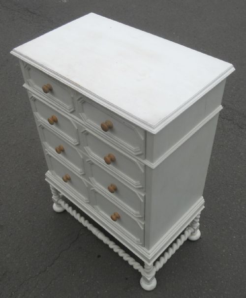 JACOBEAN STYLE PAINTED OAK CHEST OF DRAWERS - ADDITIONAL PHOTO 4