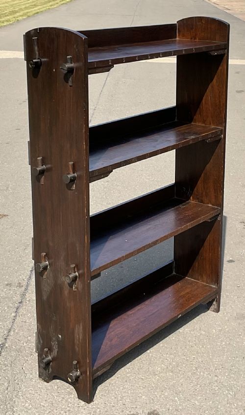 ARTS CRAFT OAK OPEN BOOKCASE - ADDITIONAL PHOTO 6