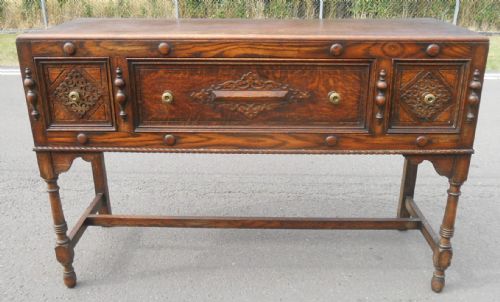 JACOBEAN STYLE THREE DRAWER OAK DRESSER BASE - ADDITIONAL PHOTO 1