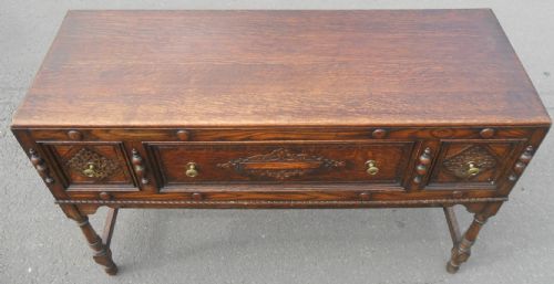 JACOBEAN STYLE THREE DRAWER OAK DRESSER BASE - ADDITIONAL PHOTO 2