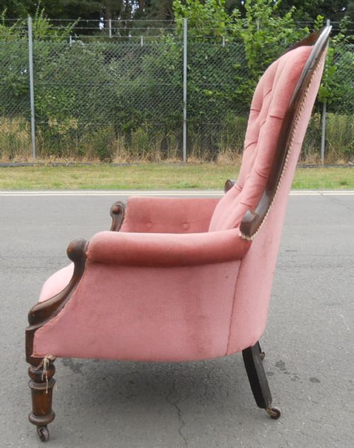 VICTORIAN SPOONBACK MAHOGANY FIRESIDE ARMCHAIR - ADDITIONAL PHOTO 3