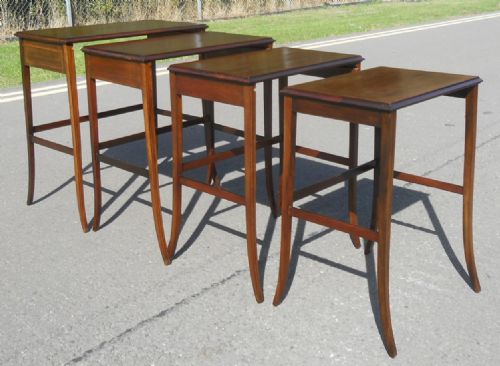 EDWARDIAN MAHOGANY NEST OF FOUR COFFEE TABLES - ADDITIONAL PHOTO 7