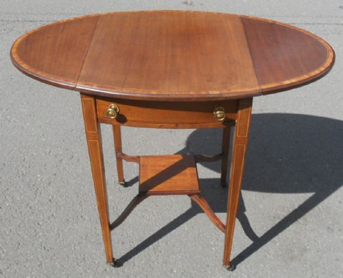GEORGIAN SMALL MAHOGANY OVAL DROPLEAF TABLE - ADDITIONAL PHOTO 4