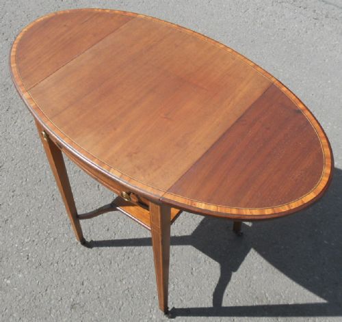 GEORGIAN SMALL MAHOGANY OVAL DROPLEAF TABLE - ADDITIONAL PHOTO 5