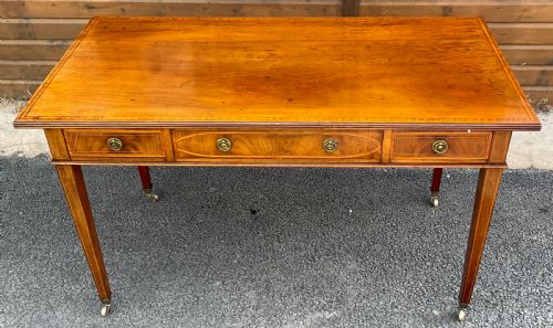 EDWARDIAN INLAID MAHOGANY WRITING TABLE - ADDITIONAL PHOTO 2