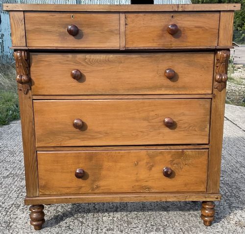 Victorian Large Satin Birch Chest of Drawers