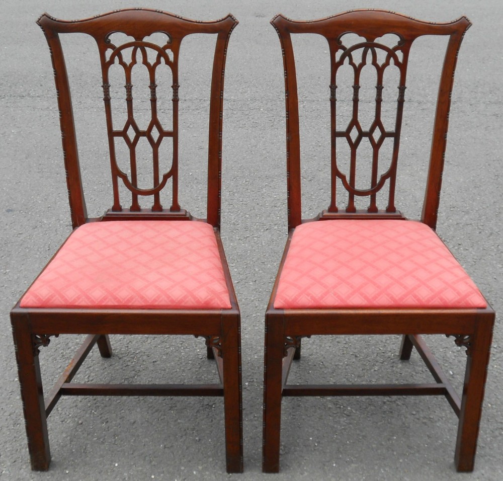 Pair Chippendale Style Mahogany Dining Chairs 