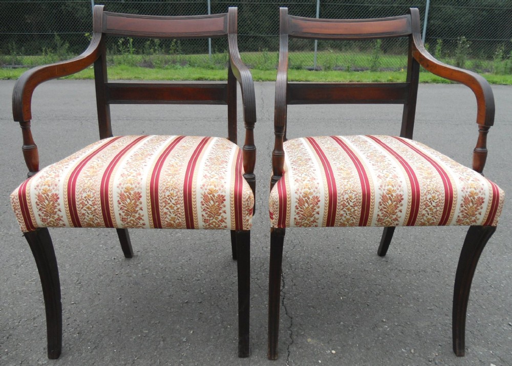 Pair Georgian Mahogany Carver Armchairs