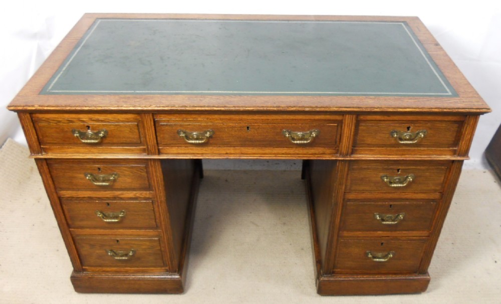 Edwardian Oak Kneehole Writing Desk - Harrods, London