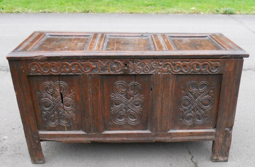 Carved Oak Blanket Chest Coffer