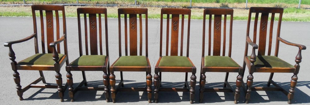 Set of Six Oak Highback Dining Chairs 