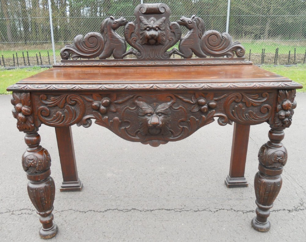 Edwards & Roberts, Carved Oak Entrance Hall Table 