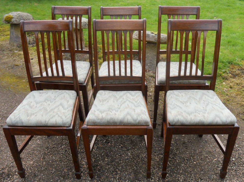 Set of Six Edwardian Mahogany Dining Chairs 