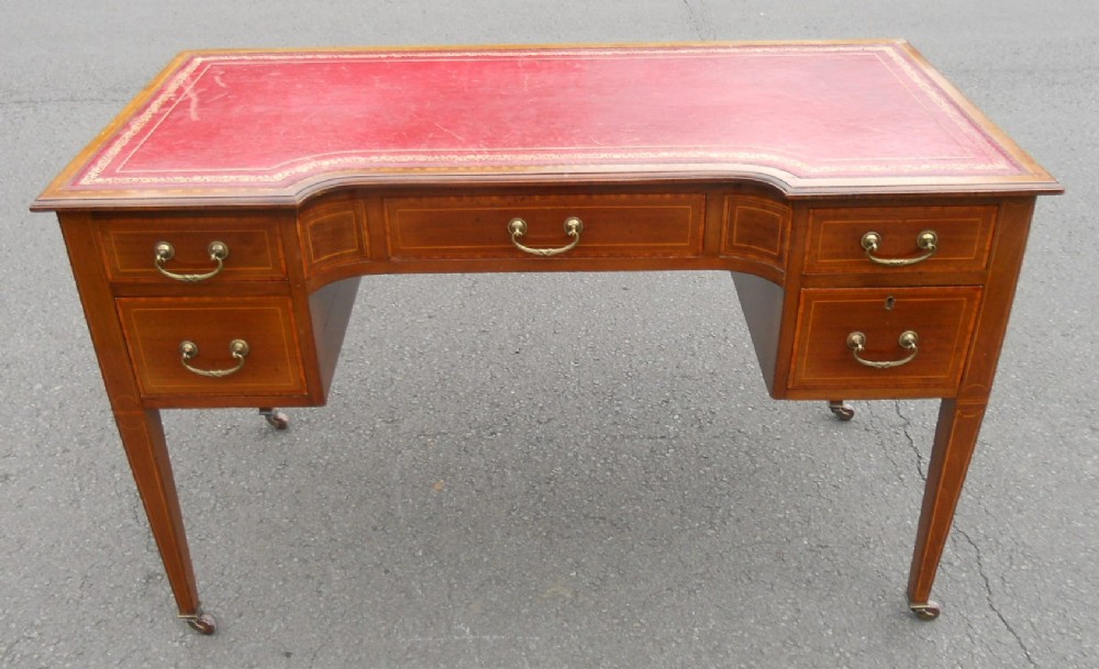 Edwardian Inlaid Mahogany Writing Desk by Maples & Co