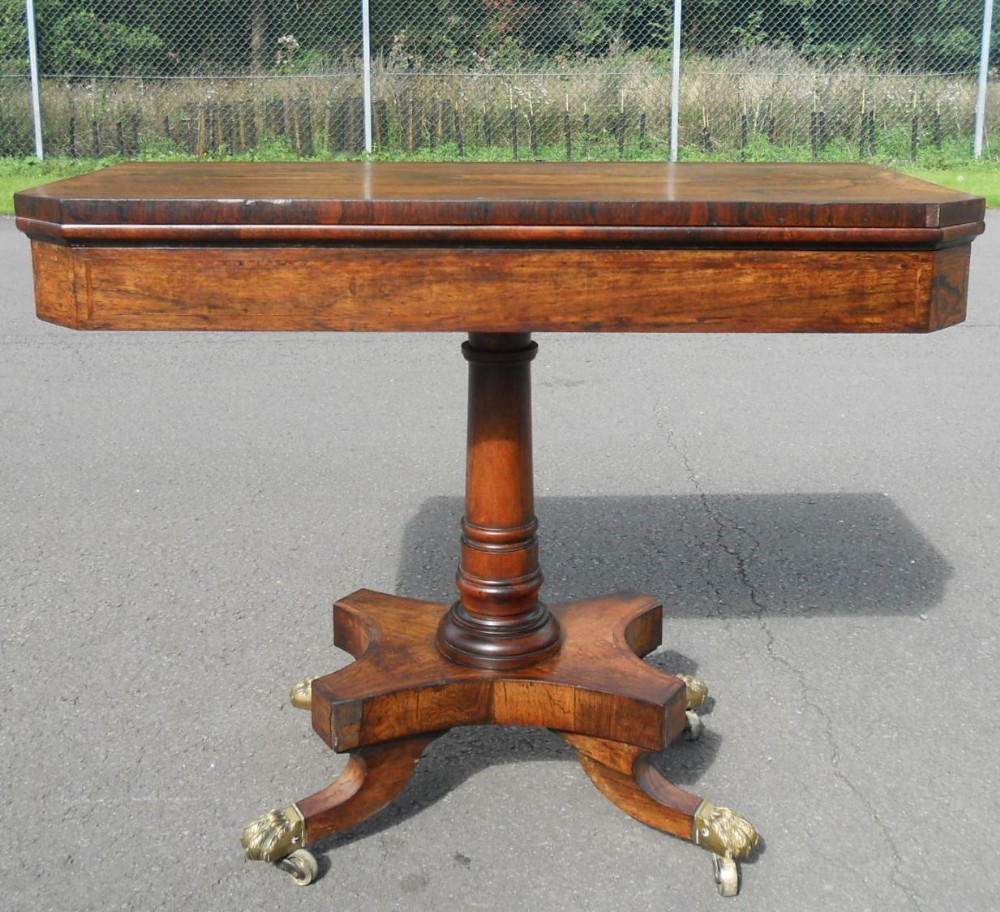 Regency Rosewood Pedestal Foldover Card Table 