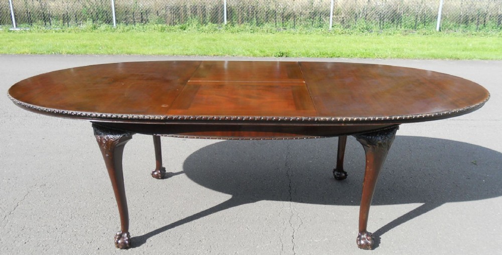 Large Oval Chippendale Style Mahogany Extending Dining Table 