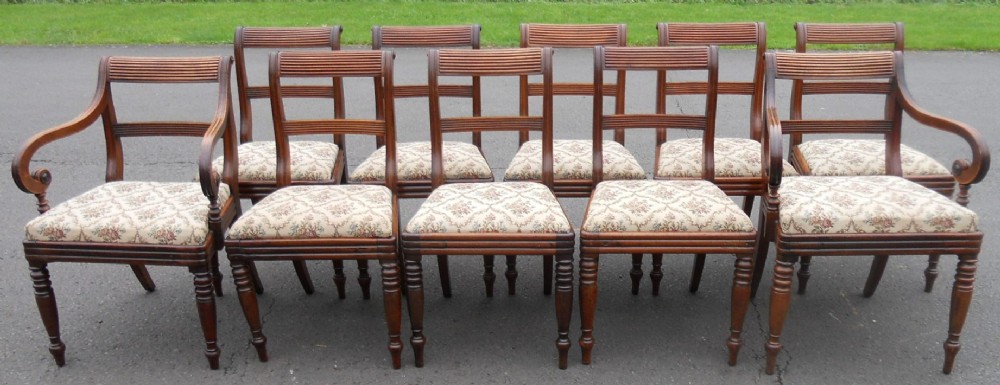 Set of Ten Georgian Mahogany Dining Chairs
