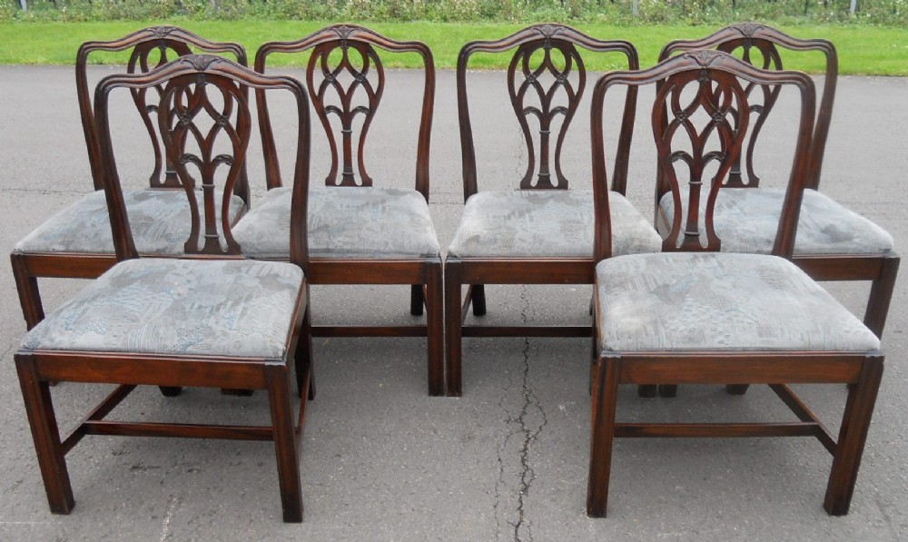 Set of Six Georgian Mahogany Wide Seat Dining Chairs 