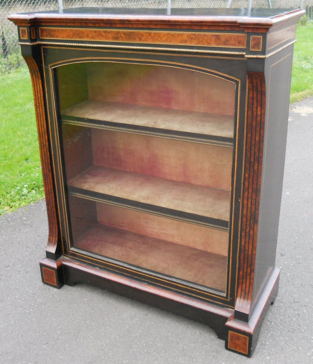 Victorian Ebonized & Burr Maple Pier Cabinet
