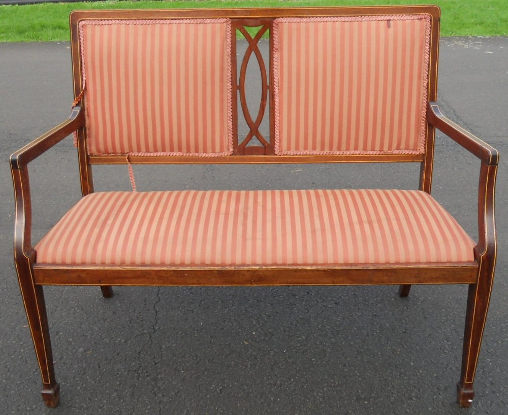 Edwardian Inlaid Mahogany Two Seater Settee
