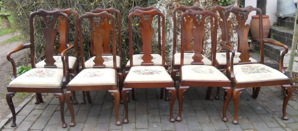Set of Ten Mahogany Dining Chairs 