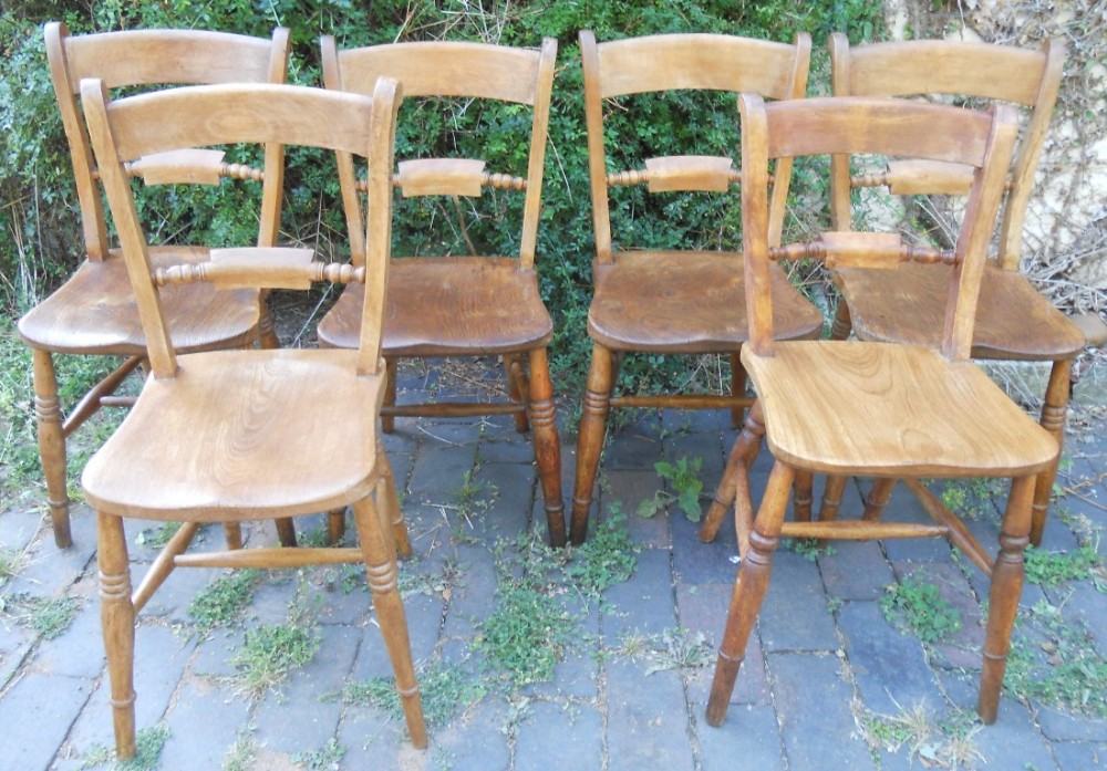 Six Elm & Beech Oxford Kitchen Chairs 