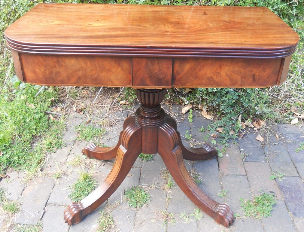 Georgian Mahogany Fold over Pedestal Tea Table