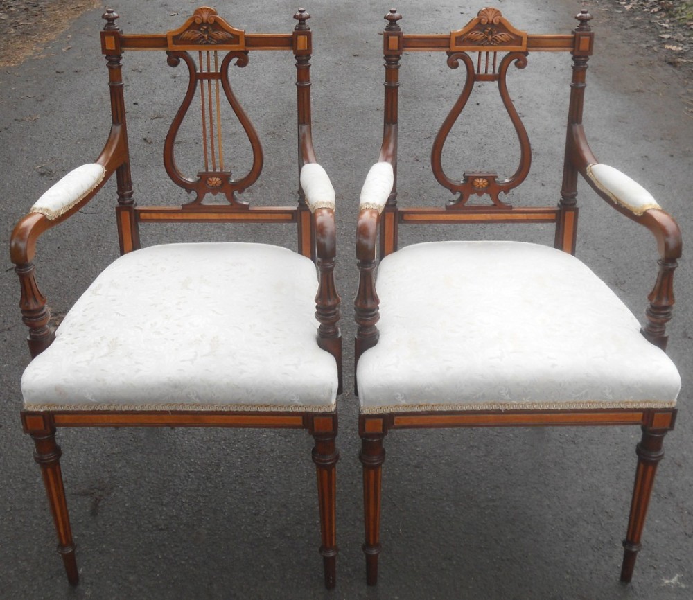 Pair Regency Style Carver Armchairs 