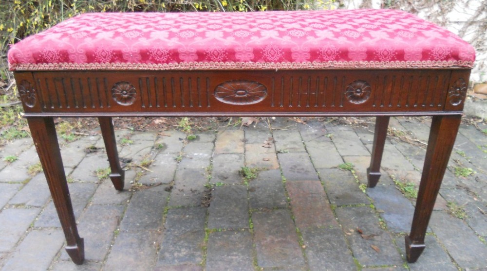 Edwardian Mahogany Window Seat Duet Stool