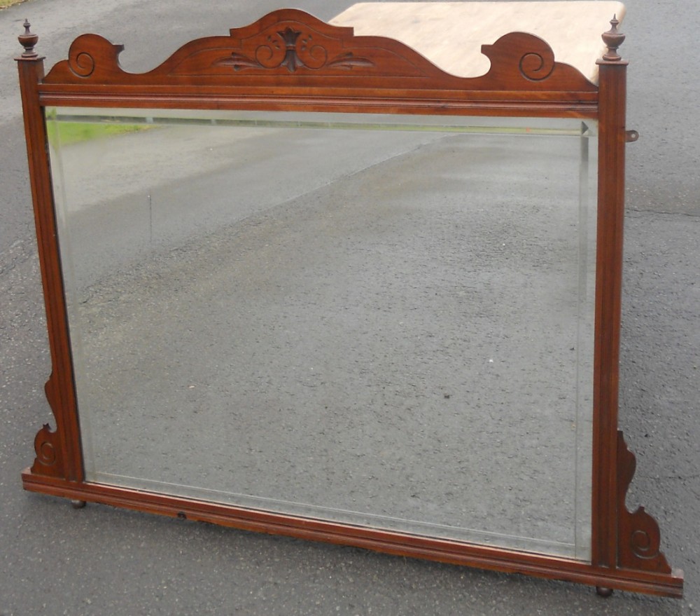 Edwardian Mahogany Framed Overmantel Mirror 